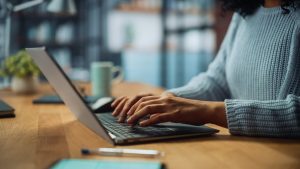 Woman using a laptop